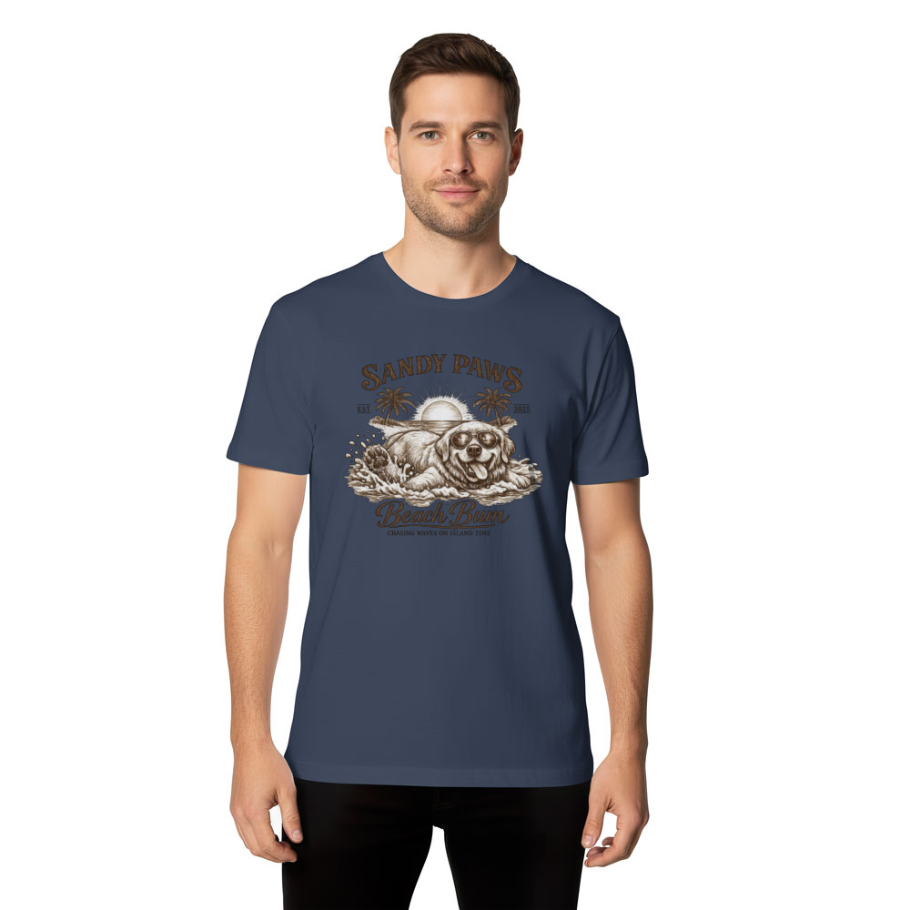 Golden Retriever Beach Graphic Tee Vintage Gifts for Men Women Boy Kids T-Shirt