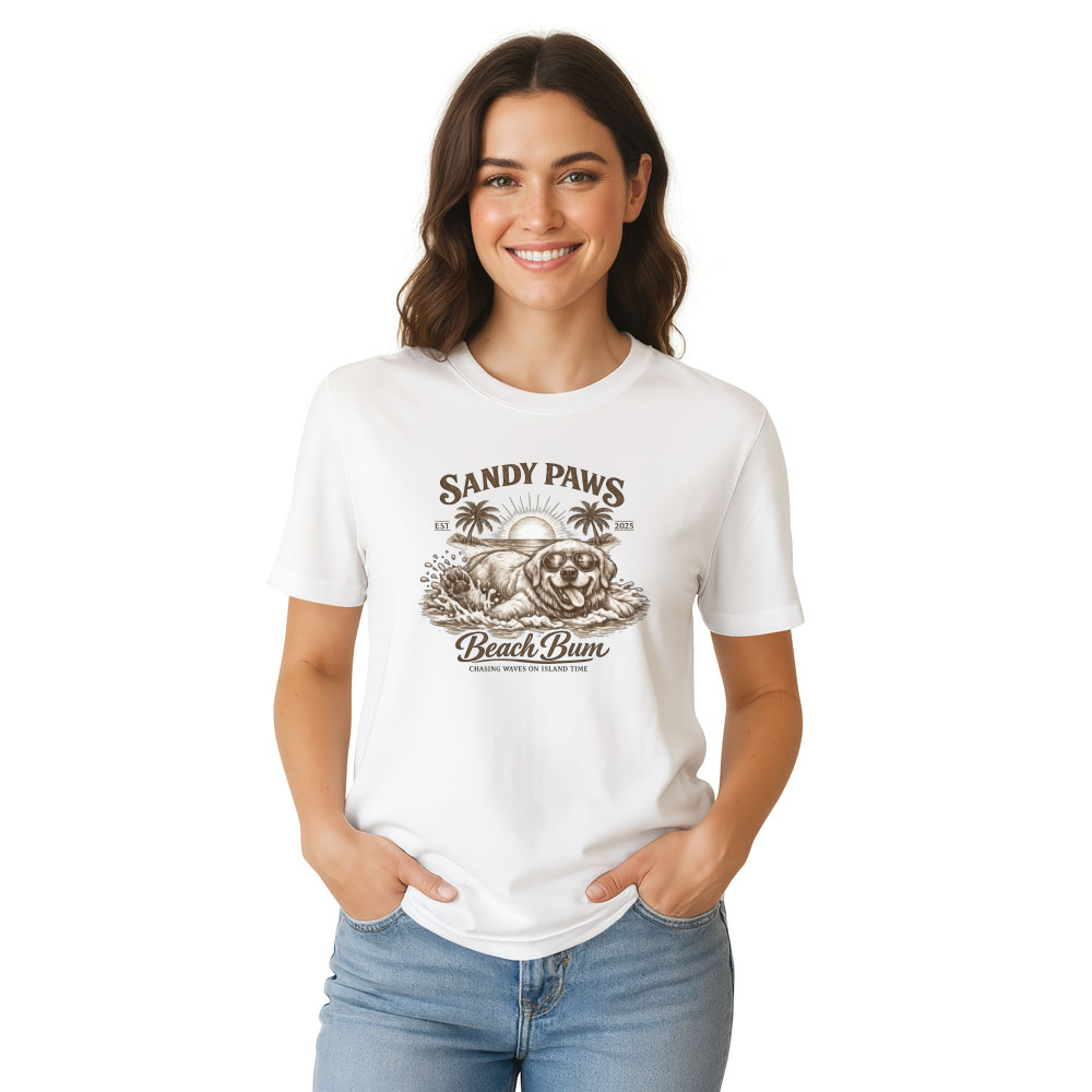 Golden Retriever Beach Graphic Tee Vintage Gifts for Men Women Boy Kids T-Shirt