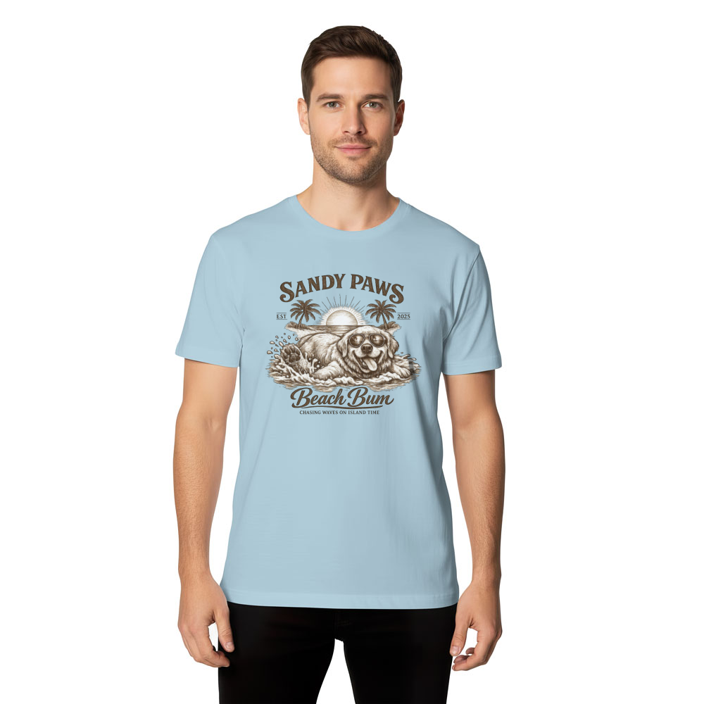Golden Retriever Beach Graphic Tee Vintage Gifts for Men Women Boy Kids T-Shirt