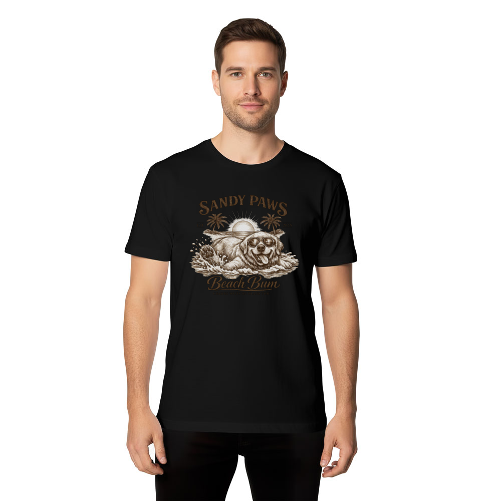 Golden Retriever Beach Graphic Tee Vintage Gifts for Men Women Boy Kids T-Shirt