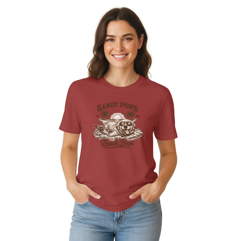 Golden Retriever Beach Graphic Tee Vintage Gifts for Men Women Boy Kids T-Shirt