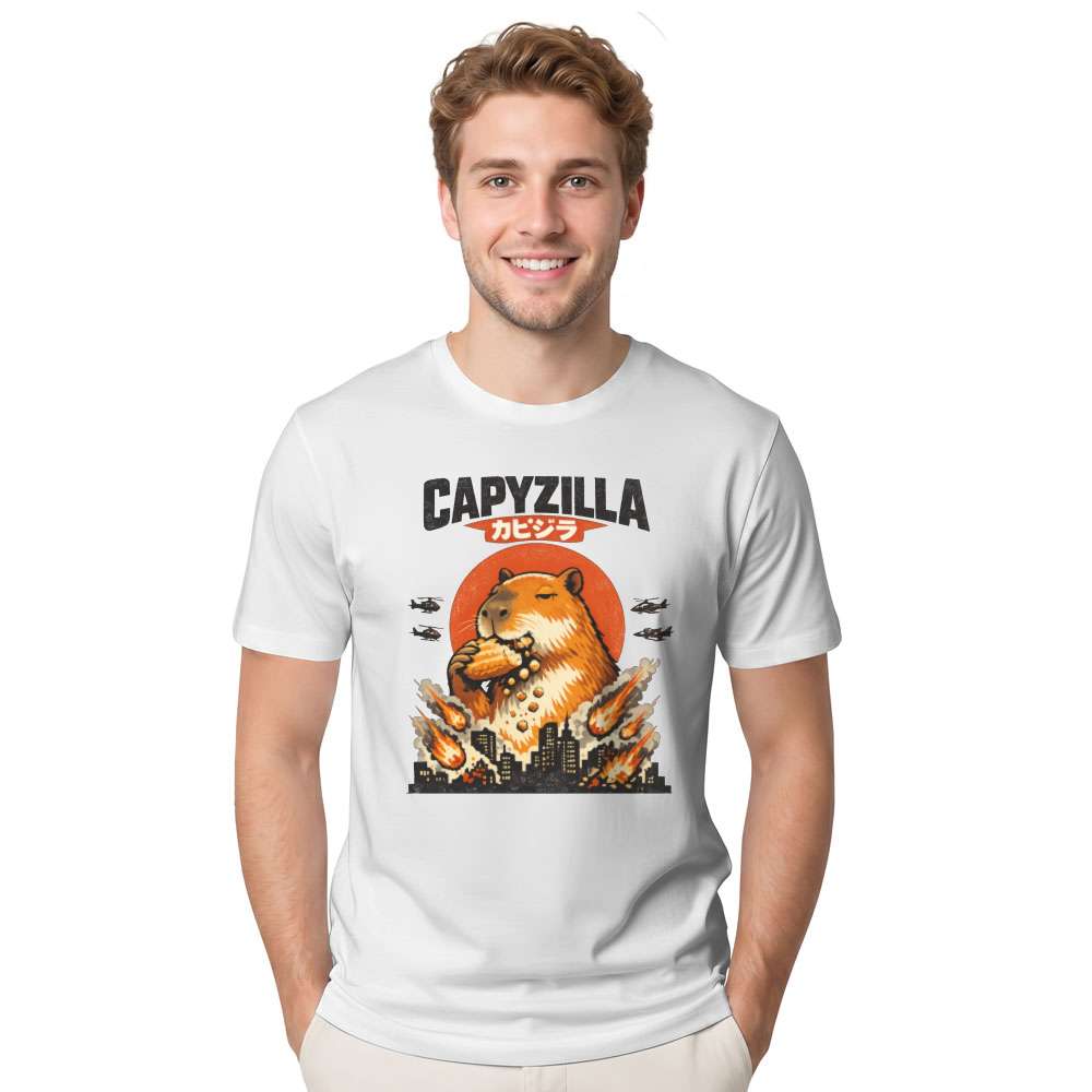 Capyzilla Zen Apocalypse T-Shirt For Capybara Fans Vintage Movie Poster Style Quirky Gifts for Men Women Boy Kids T-Shirt