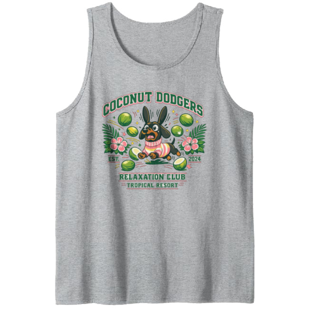 Preppy Panicking Dachshund Tank Top Coconut Dodgers Collegiate Pastel Graphic Whimsical Gifts for Men Women Boy Kids Tank Top
