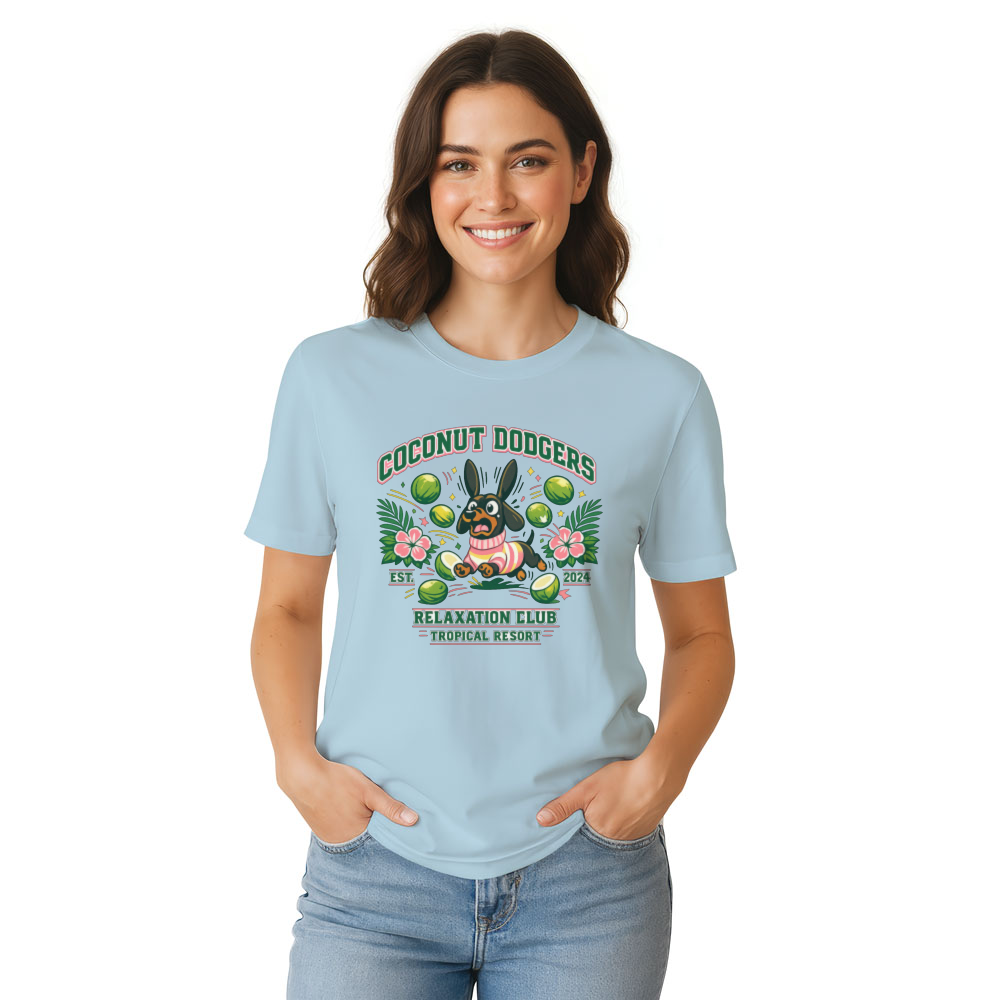 Coconut Dodgers Preppy Panicking Dachshund Collegiate Graphic Tee Cute Gifts for Men Women Boy Kids T-Shirt