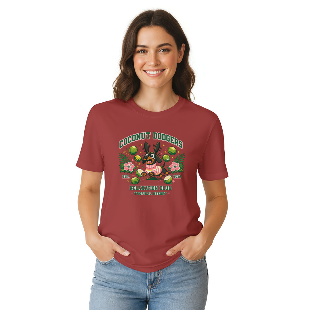 Coconut Dodgers Preppy Panicking Dachshund Collegiate Graphic Tee Cute Gifts for Men Women Boy Kids T-Shirt