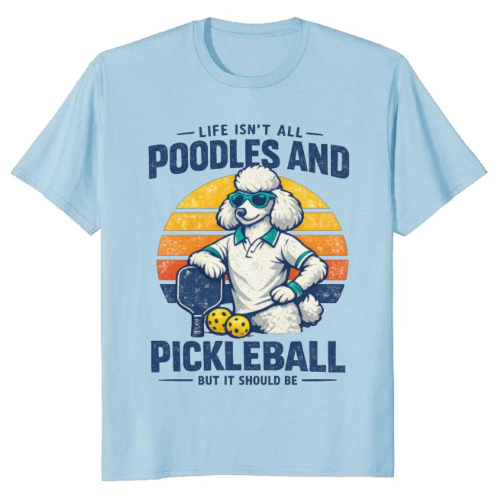 Retro Poodle Pickleball T-Shirt For Pickleball Players Stylish Gifts for Men Women Boy Kids T-Shirt