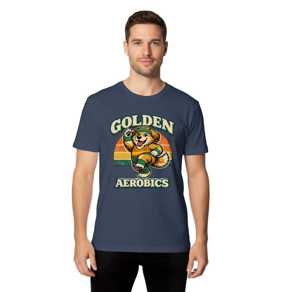 Chubby Golden Retriever T-Shirt Vintage Aerobics Mascot Retro Gifts for Men Women Boy Kids T-Shirt