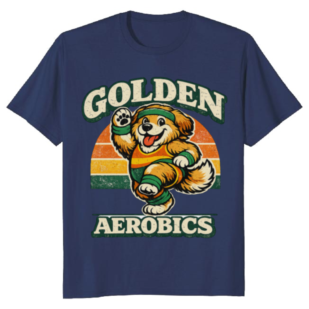 Chubby Golden Retriever T-Shirt Vintage Aerobics Mascot Retro Gifts for Men Women Boy Kids T-Shirt