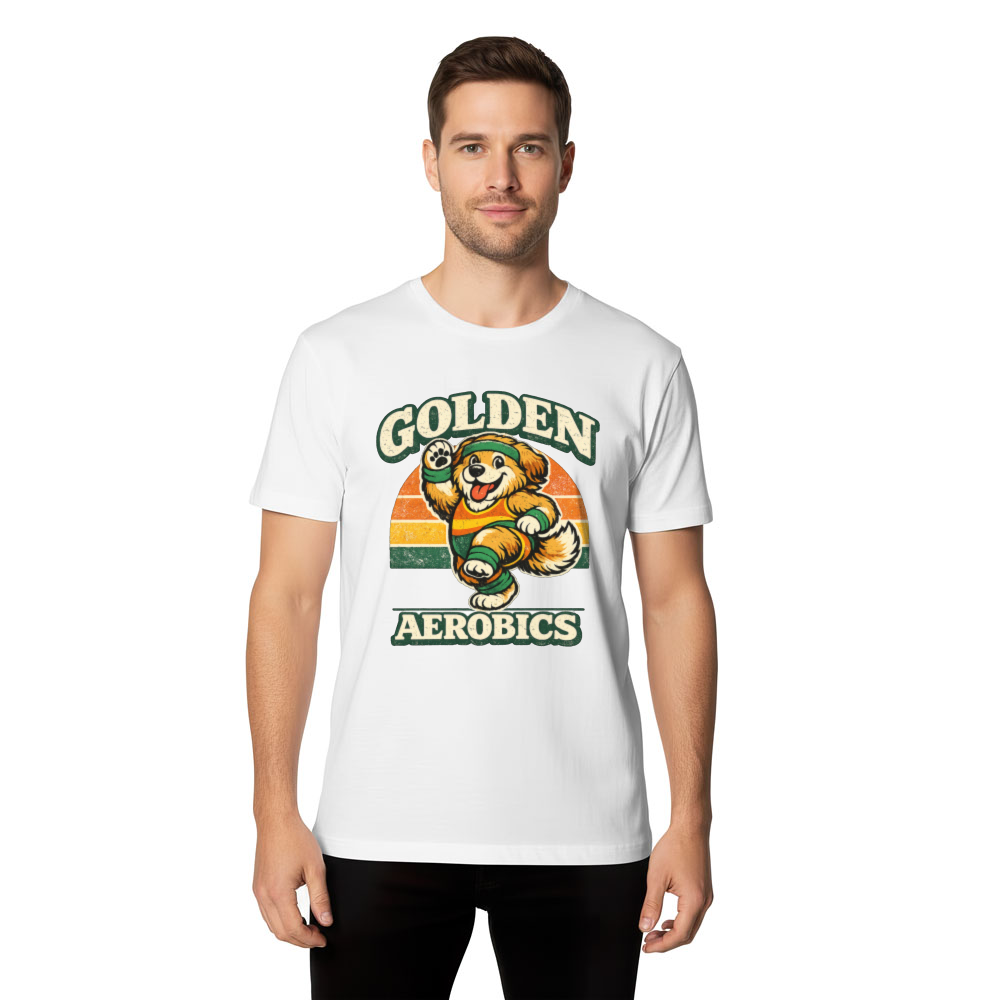Chubby Golden Retriever T-Shirt Vintage Aerobics Mascot Retro Gifts for Men Women Boy Kids T-Shirt