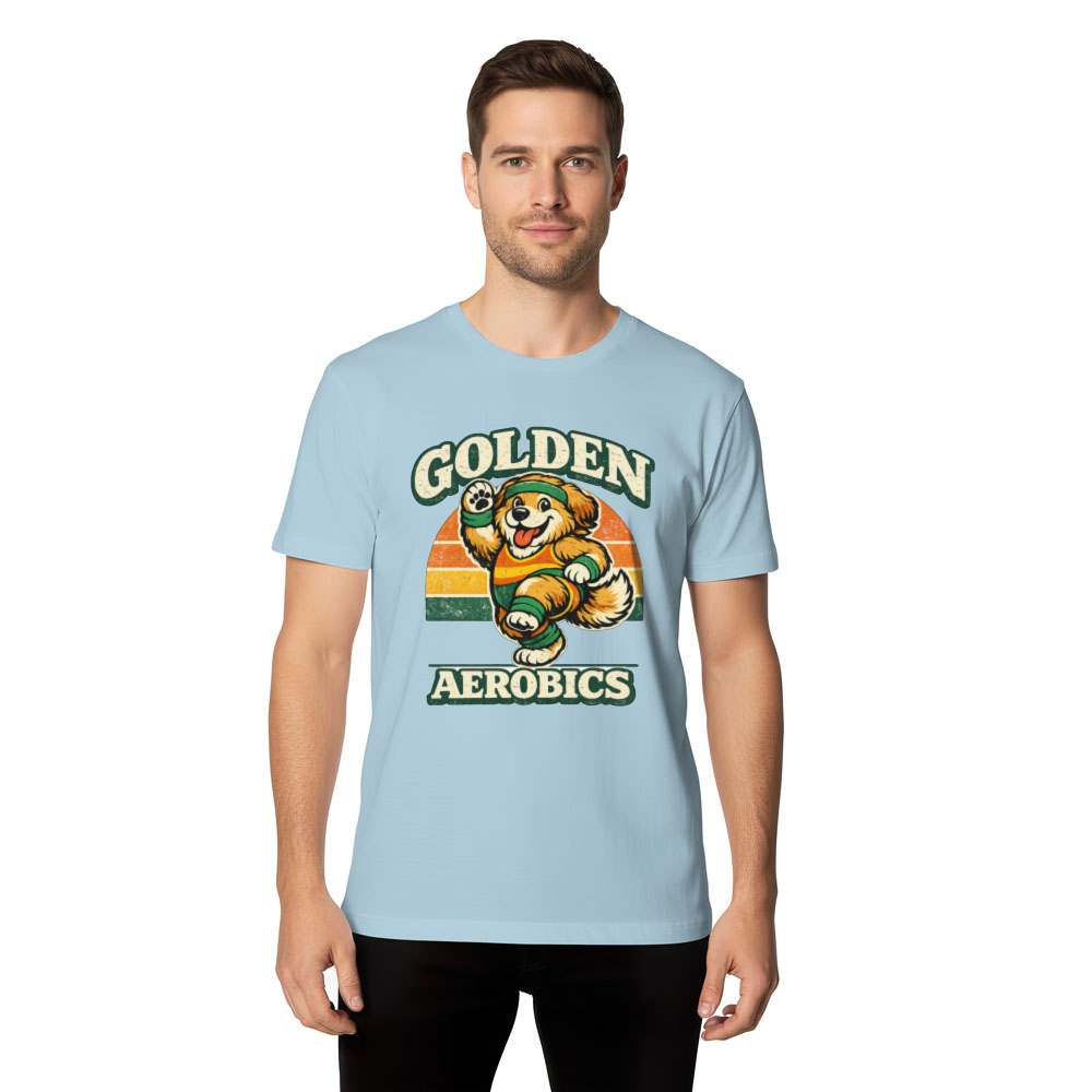 Chubby Golden Retriever T-Shirt Vintage Aerobics Mascot Retro Gifts for Men Women Boy Kids T-Shirt