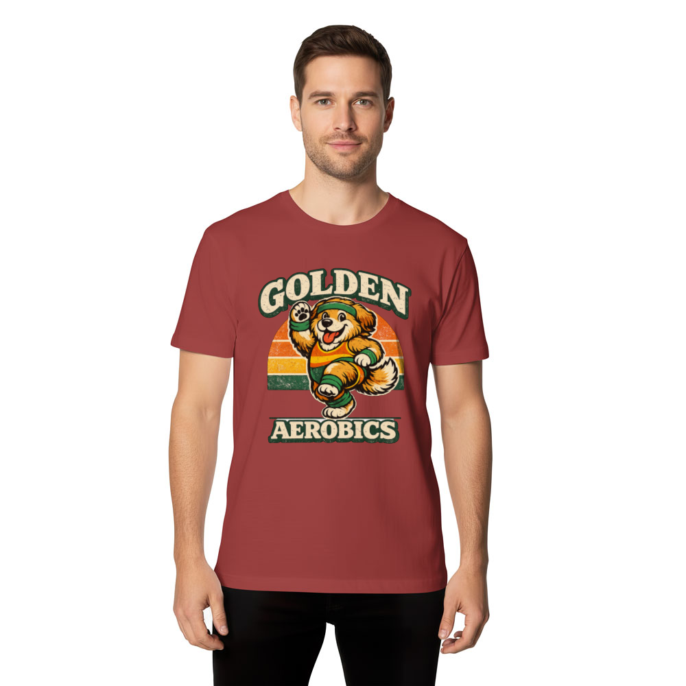 Chubby Golden Retriever T-Shirt Vintage Aerobics Mascot Retro Gifts for Men Women Boy Kids T-Shirt