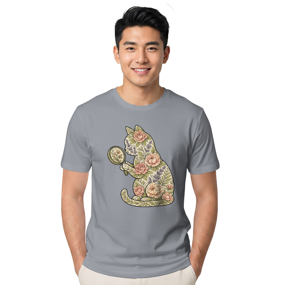 Vintage Botanical Cat T-Shirt Charming Gifts for Men Women Boy Kids T-Shirt