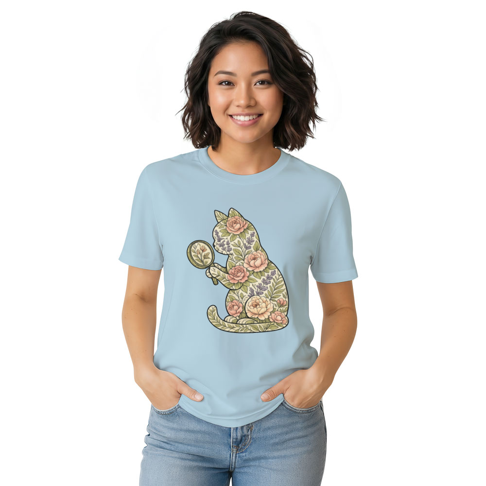 Vintage Botanical Cat T-Shirt Charming Gifts for Men Women Boy Kids T-Shirt