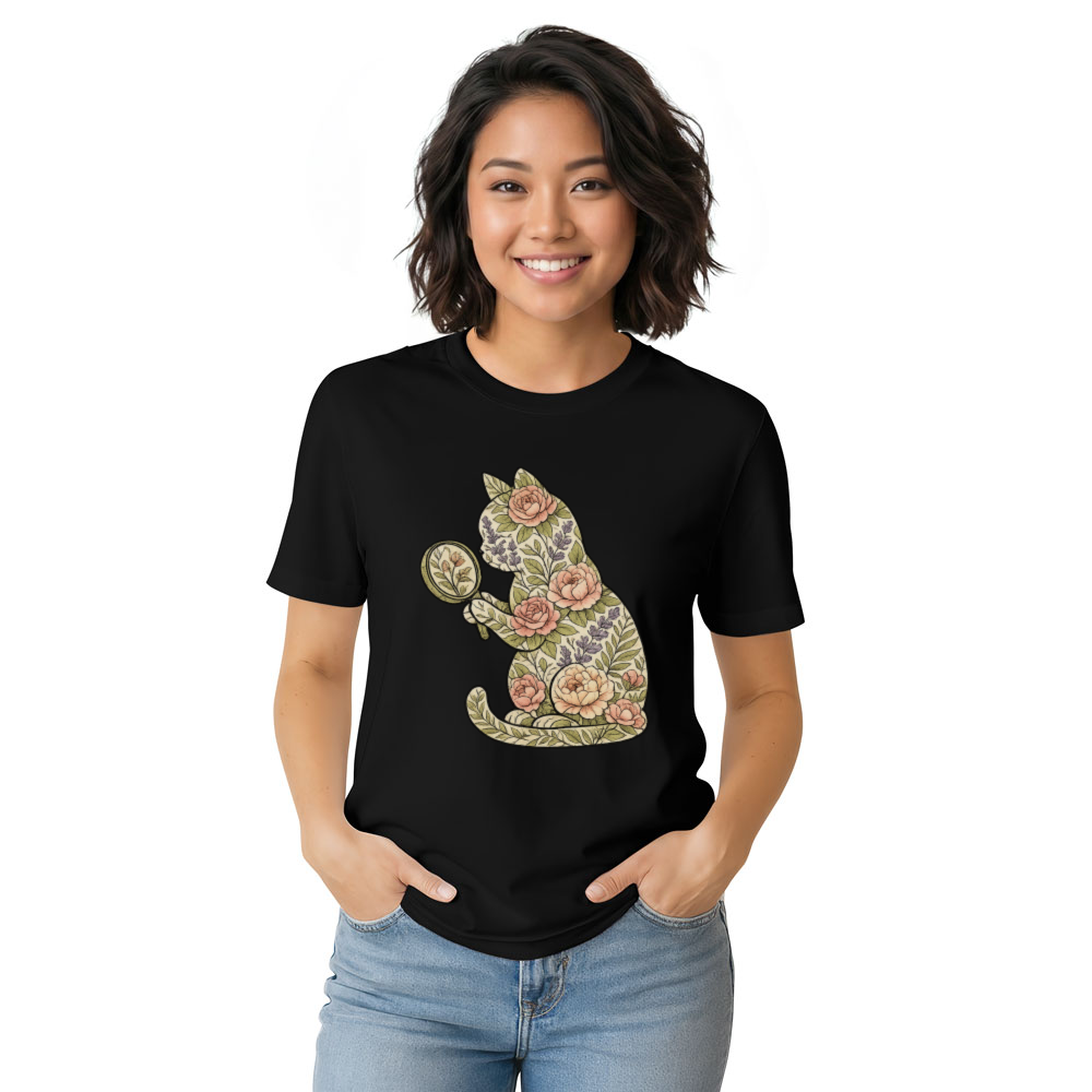 Vintage Botanical Cat T-Shirt Charming Gifts for Men Women Boy Kids T-Shirt