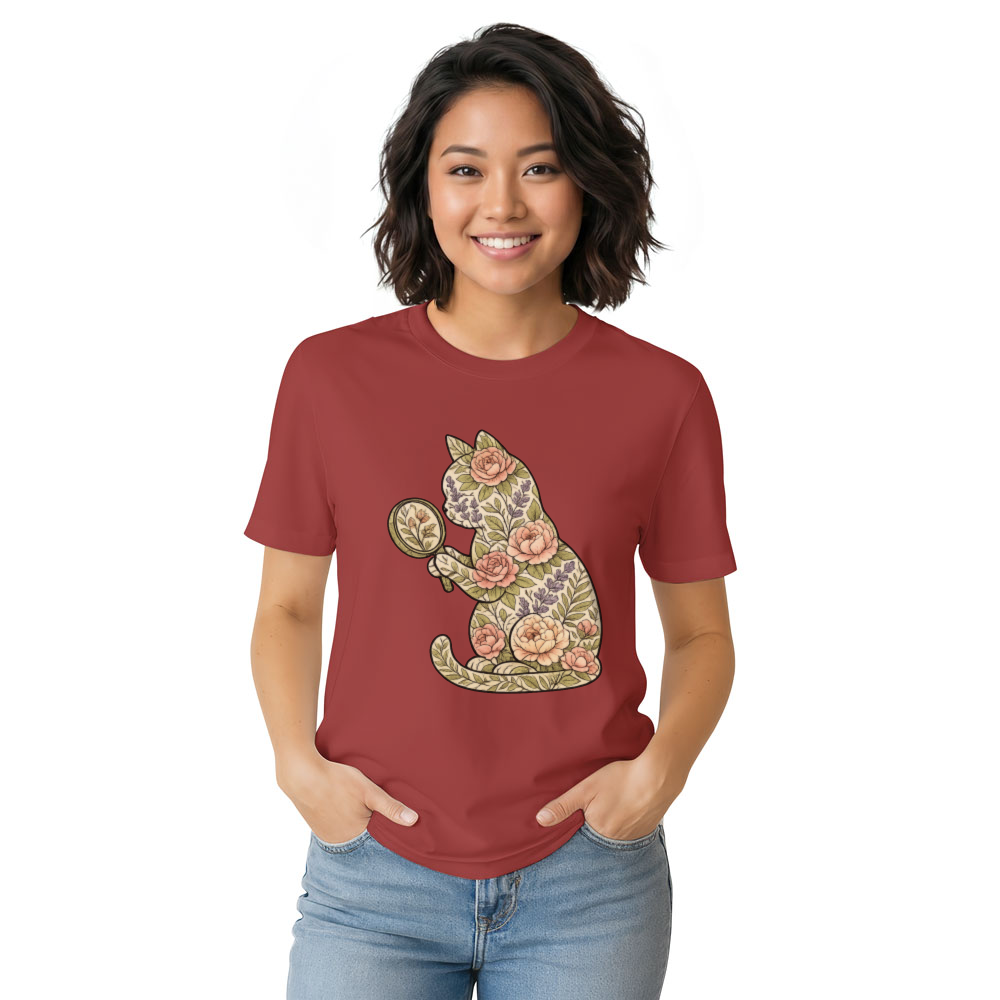Vintage Botanical Cat T-Shirt Charming Gifts for Men Women Boy Kids T-Shirt