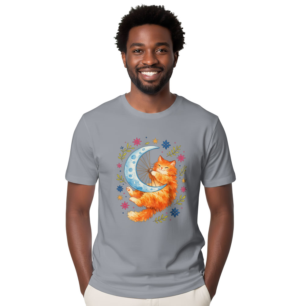 Cosmic Feline Moon Wheel Watercolor Folk Art Tee Whimsical Gifts for Men Women Boy Kids T-Shirt