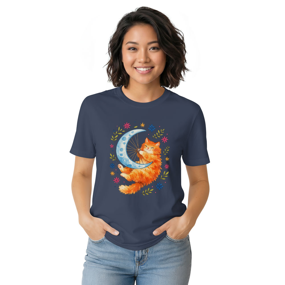 Cosmic Feline Moon Wheel Watercolor Folk Art Tee Whimsical Gifts for Men Women Boy Kids T-Shirt