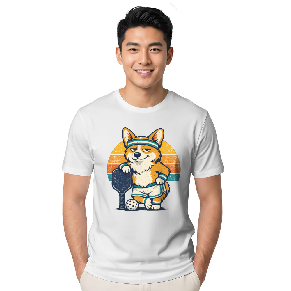 Sarcastic Corgi Pickleball T-Shirt Retro Distressed Graphic Funny Gifts for Men Women Boy Kids T-Shirt