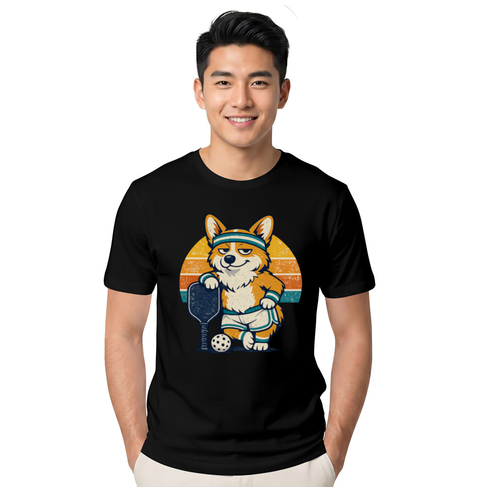 Sarcastic Corgi Pickleball T-Shirt Retro Distressed Graphic Funny Gifts for Men Women Boy Kids T-Shirt