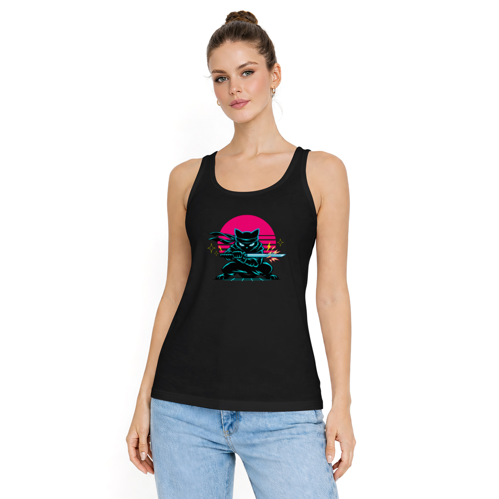 Neon Shinobi Ninja Cat Tanktop Synthwave Duel Electric Gifts for Men Women Boy Kids Tanktop - Unisex