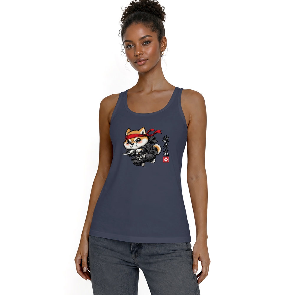 Sneak Attack Chibi Shiba Samurai Tanktop Playful Cute Gifts for Men Women Boy Kids Tanktop - Unisex