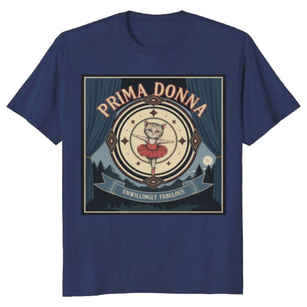 Reluctant Prima Donna Ballet Cat Vintage Illustration Quirky Gifts for Men Women Boy Kids T-Shirt