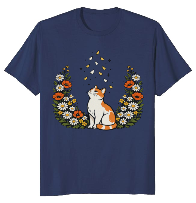 Lavender Dreams Boho Cat T-Shirt Calming Gifts for Men Women Boy Kids T-Shirt