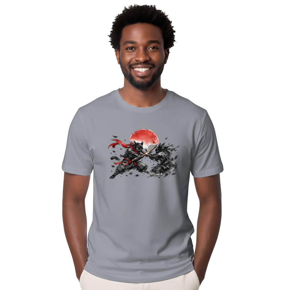 Sumi-e Ninja Cat Duel T-Shirt Epic Gifts for Men Women Boy Kids T-Shirt