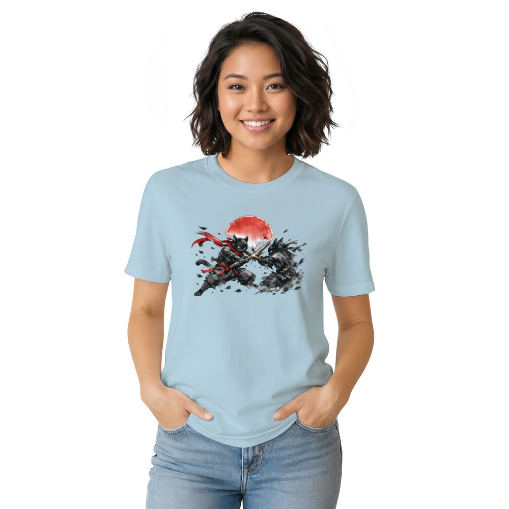 Sumi-e Ninja Cat Duel T-Shirt Epic Gifts for Men Women Boy Kids T-Shirt