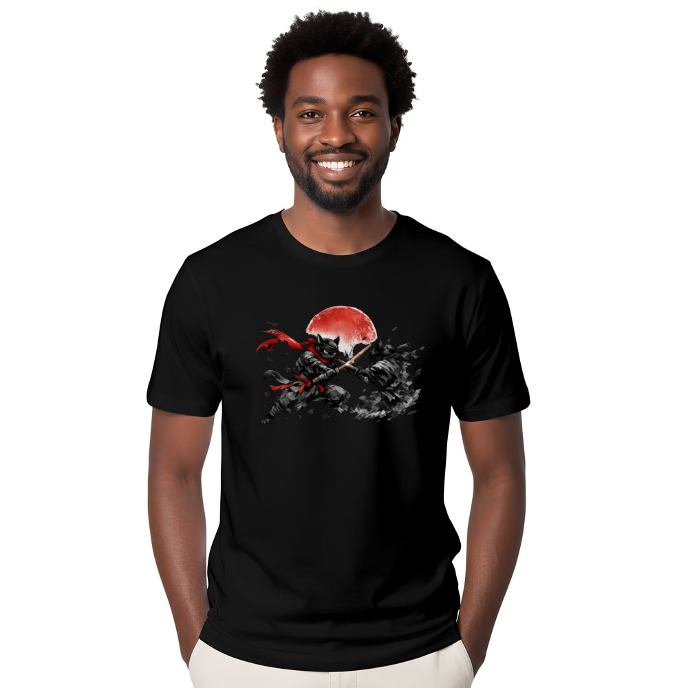 Sumi-e Ninja Cat Duel T-Shirt Epic Gifts for Men Women Boy Kids T-Shirt