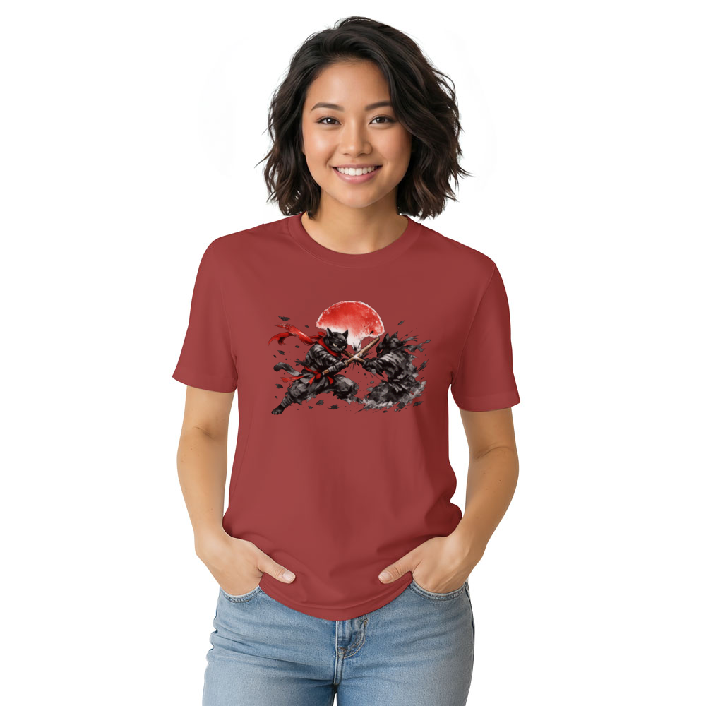 Sumi-e Ninja Cat Duel T-Shirt Epic Gifts for Men Women Boy Kids T-Shirt
