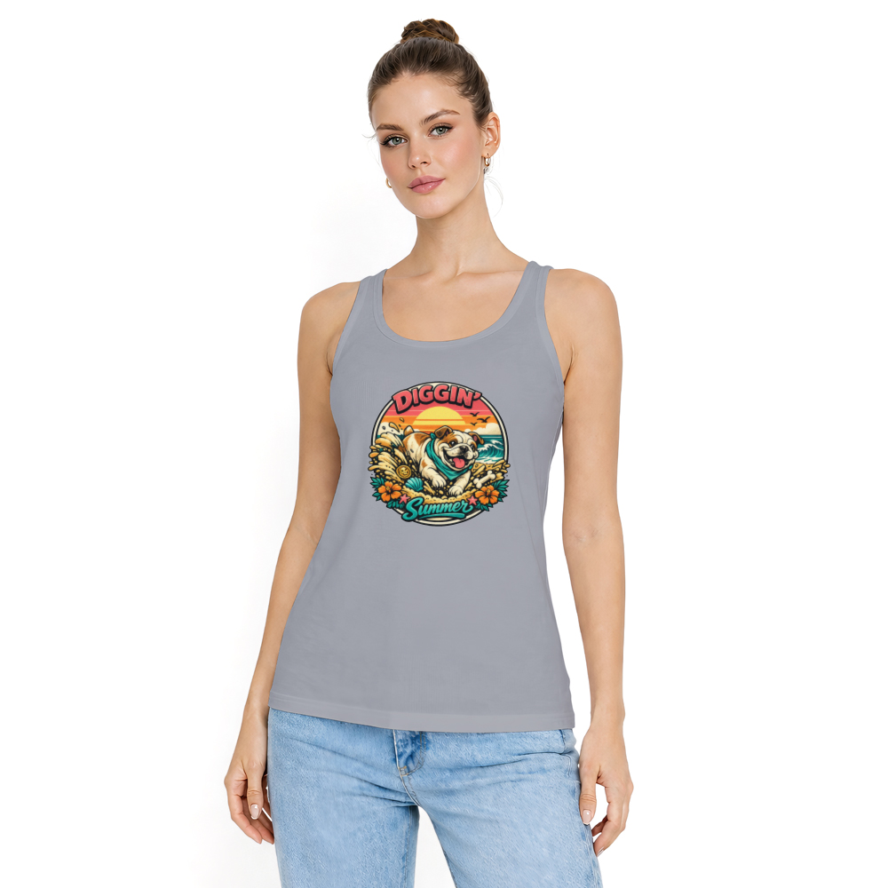 Retro Surf Bulldog Tank Top Beach Treasure Hunter Summer Graphic Cute Gifts for Men Women Boy Kids Tank Top