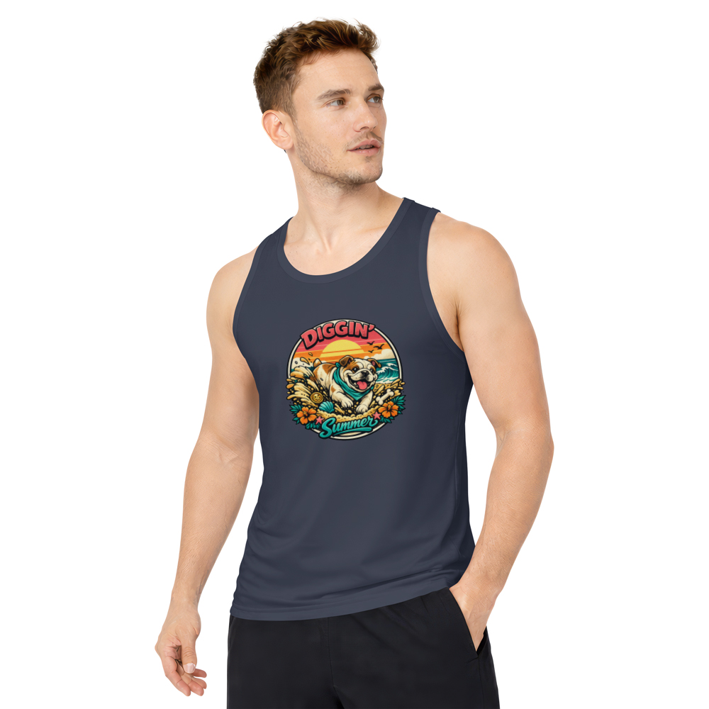Retro Surf Bulldog Tank Top Beach Treasure Hunter Summer Graphic Cute Gifts for Men Women Boy Kids Tank Top
