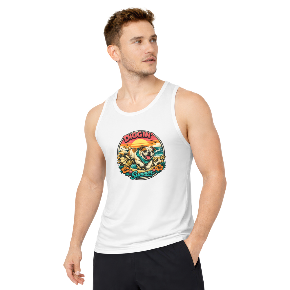 Retro Surf Bulldog Tank Top Beach Treasure Hunter Summer Graphic Cute Gifts for Men Women Boy Kids Tank Top