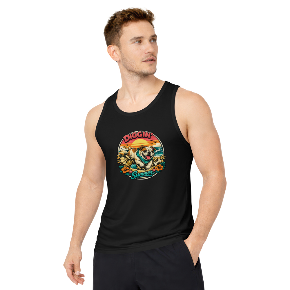 Retro Surf Bulldog Tank Top Beach Treasure Hunter Summer Graphic Cute Gifts for Men Women Boy Kids Tank Top