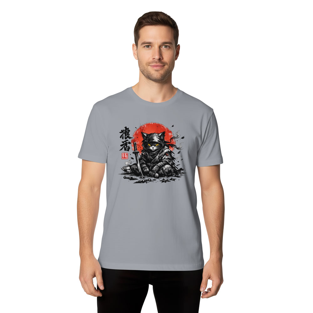 Shadow's Rest Sumi-e Ninja Cat Graphic For Anime Martial Arts Fans Epic Gifts for Men Women Boy Kids T-Shirt