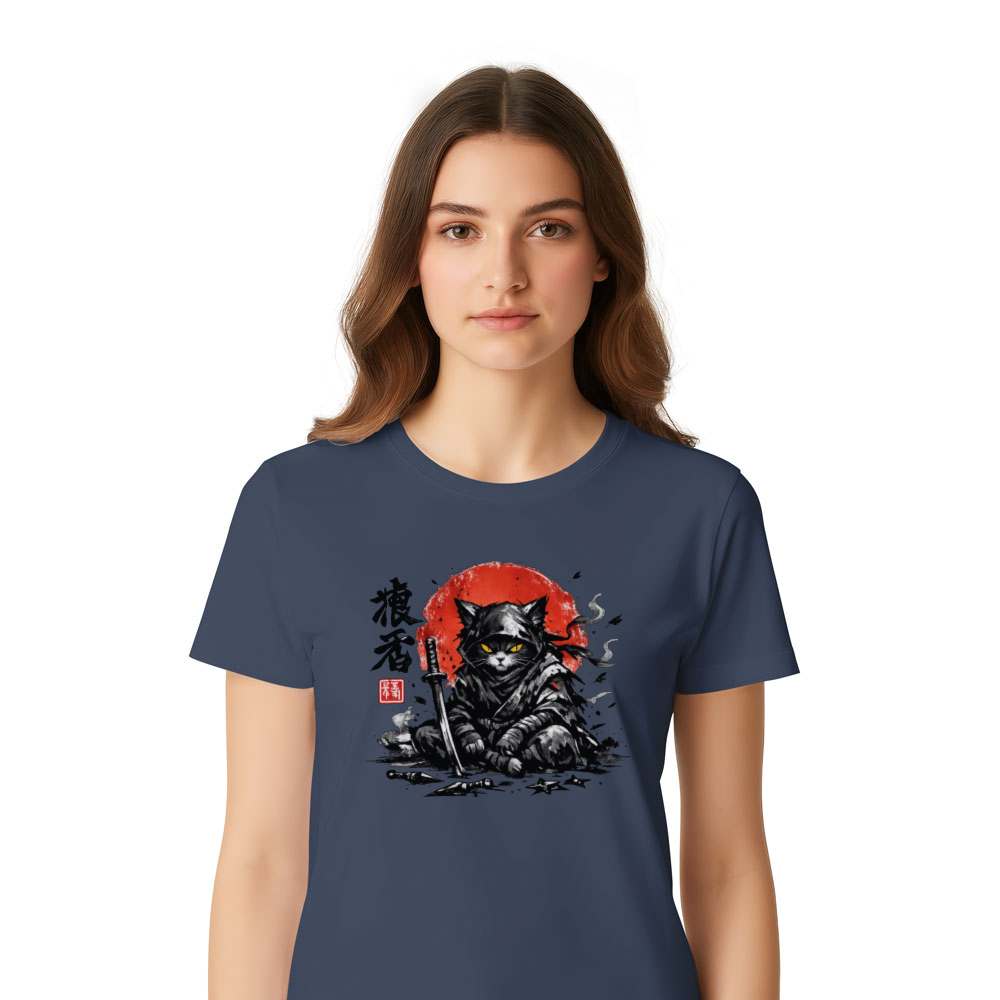Shadow's Rest Sumi-e Ninja Cat Graphic For Anime Martial Arts Fans Epic Gifts for Men Women Boy Kids T-Shirt