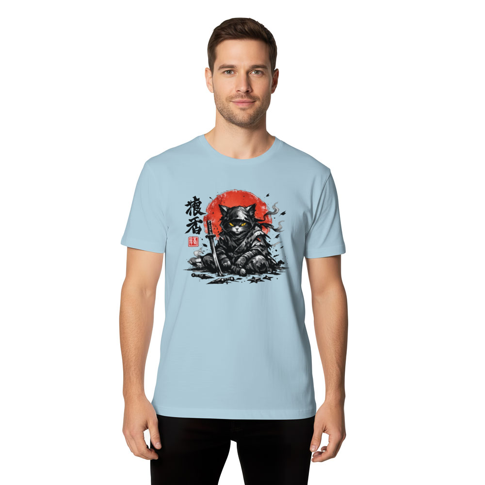 Shadow's Rest Sumi-e Ninja Cat Graphic For Anime Martial Arts Fans Epic Gifts for Men Women Boy Kids T-Shirt
