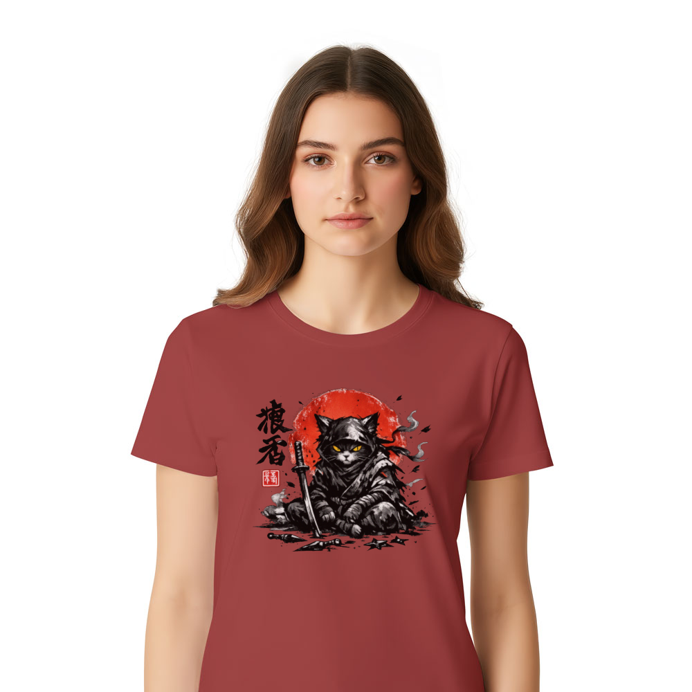 Shadow's Rest Sumi-e Ninja Cat Graphic For Anime Martial Arts Fans Epic Gifts for Men Women Boy Kids T-Shirt