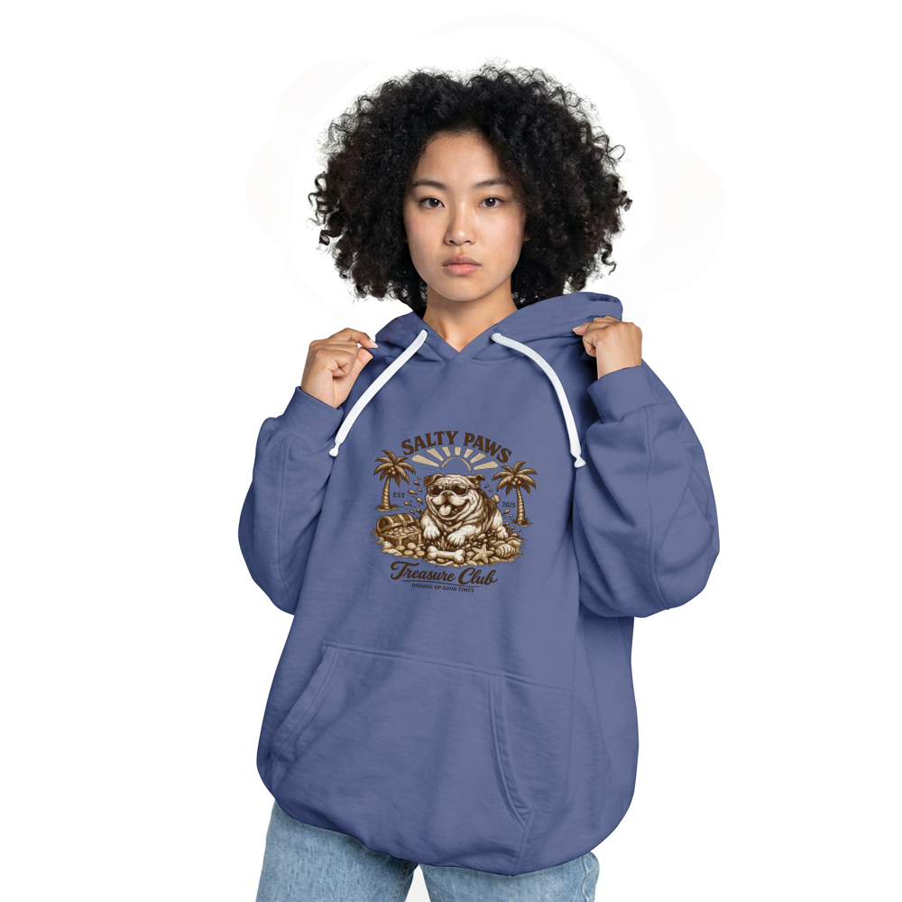 Ink5pire Threads Salty Paws Treasure Club Vintage Bulldog Hoodie Beach Digging Design Cute Gifts for Men Women Boy Kids Pull Over Hoodie