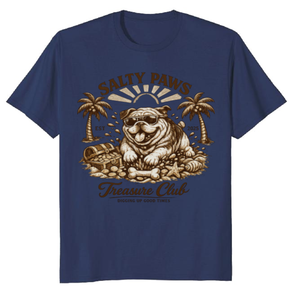 Salty Paws Vintage Bulldog Treasure Club Beach T-Shirt Joyful Gifts for Men Women Boy Kids T-Shirt