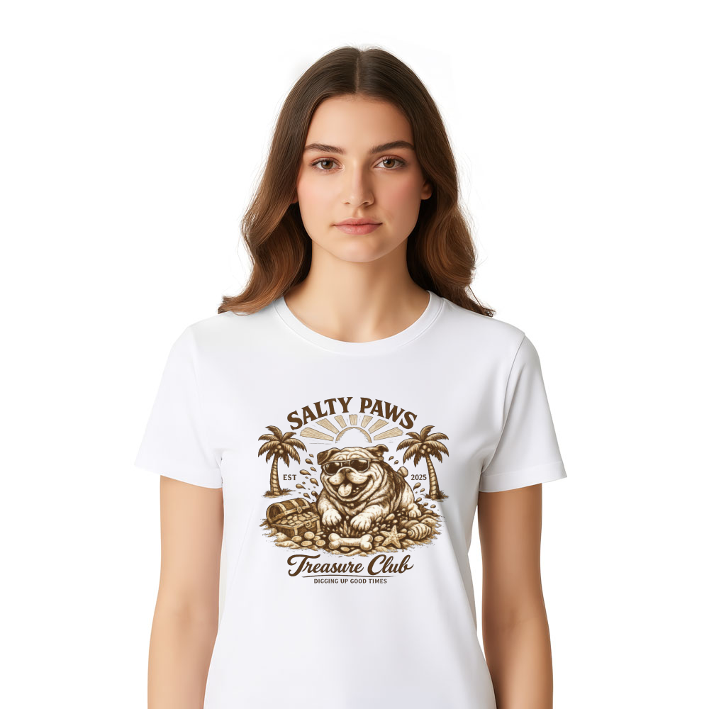 Salty Paws Vintage Bulldog Treasure Club Beach T-Shirt Joyful Gifts for Men Women Boy Kids T-Shirt