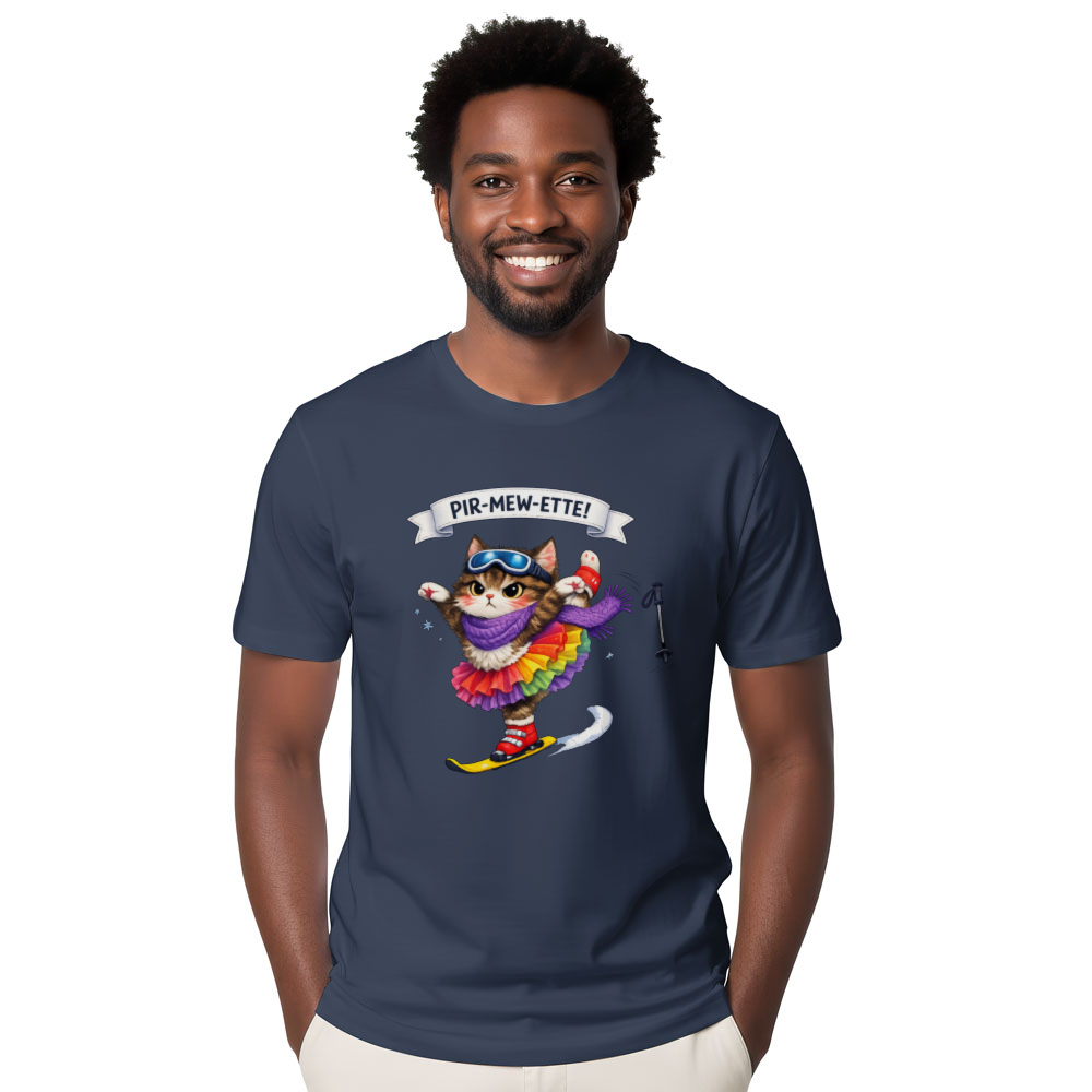 Pir-Mew-ette Ballet Ski Cat T-Shirt For Winter Cat Lovers Cute Gifts for Men Women Boy Kids T-Shirt