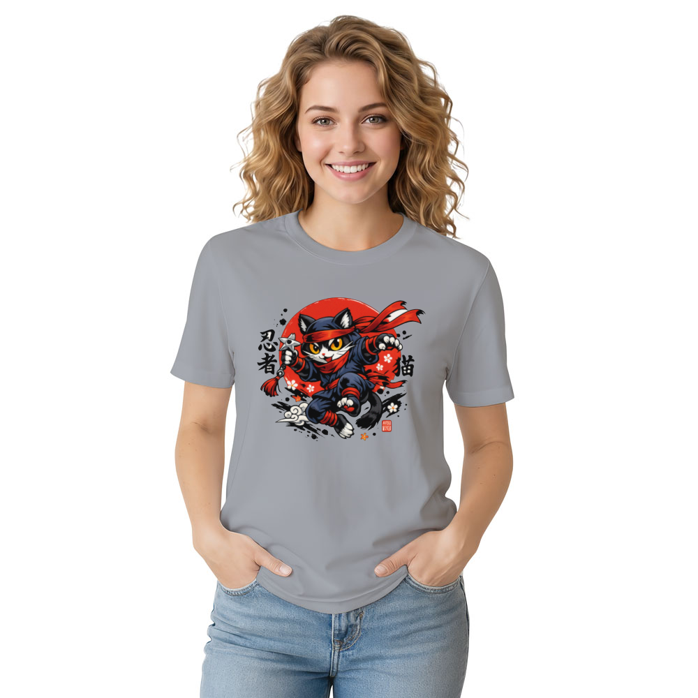 Neko Shinobi Ninja Cat Anime Ukiyo-e Streetwear Rising Sun Design Whimsical Gifts for Men Women Boy Kids T-Shirt