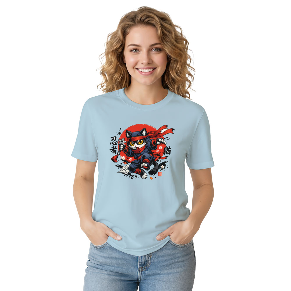 Neko Shinobi Ninja Cat Anime Ukiyo-e Streetwear Rising Sun Design Whimsical Gifts for Men Women Boy Kids T-Shirt