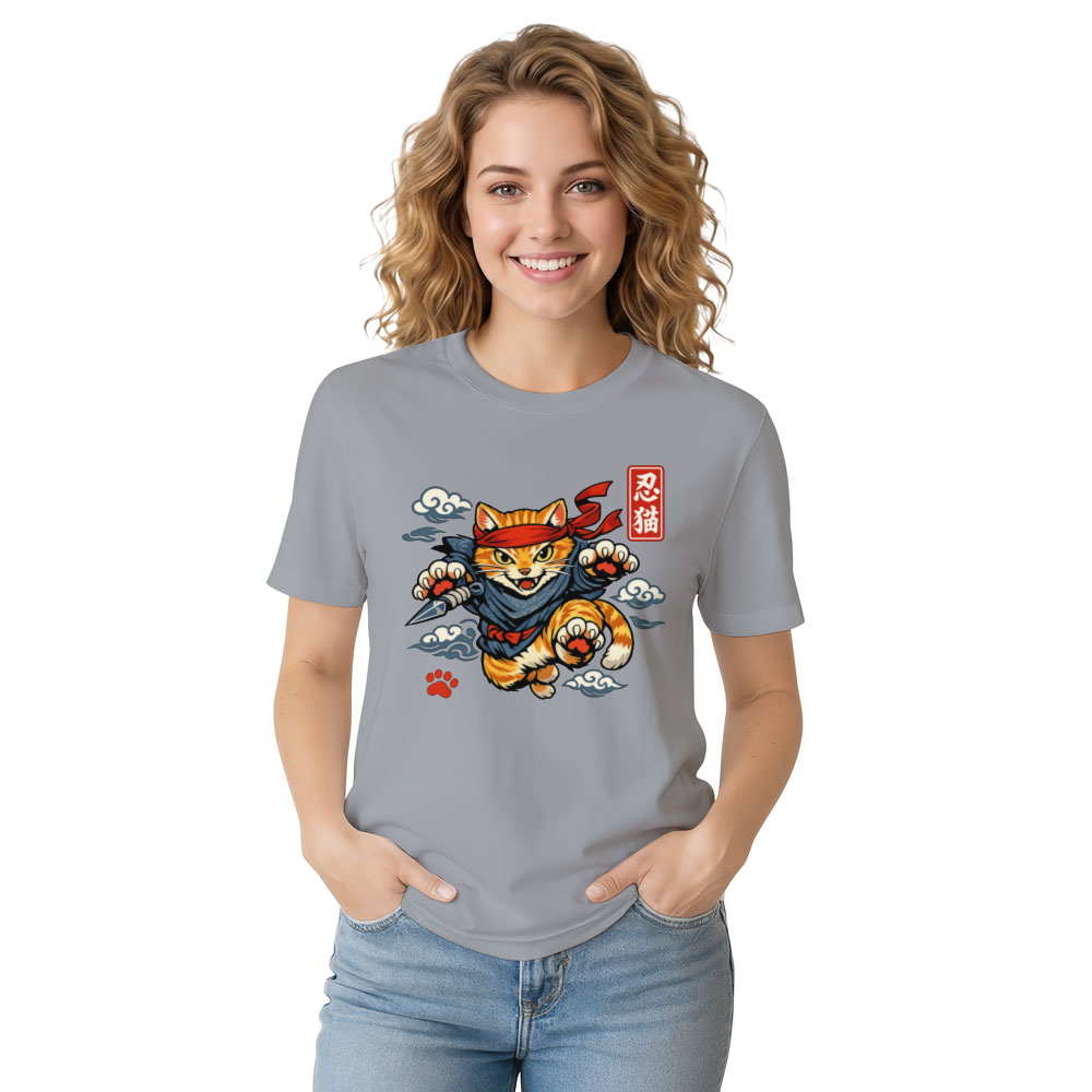 Ukiyo-e Ninja Cat T-Shirt For Anime And Cat Lovers Playful Gifts for Men Women Boy Kids T-Shirt