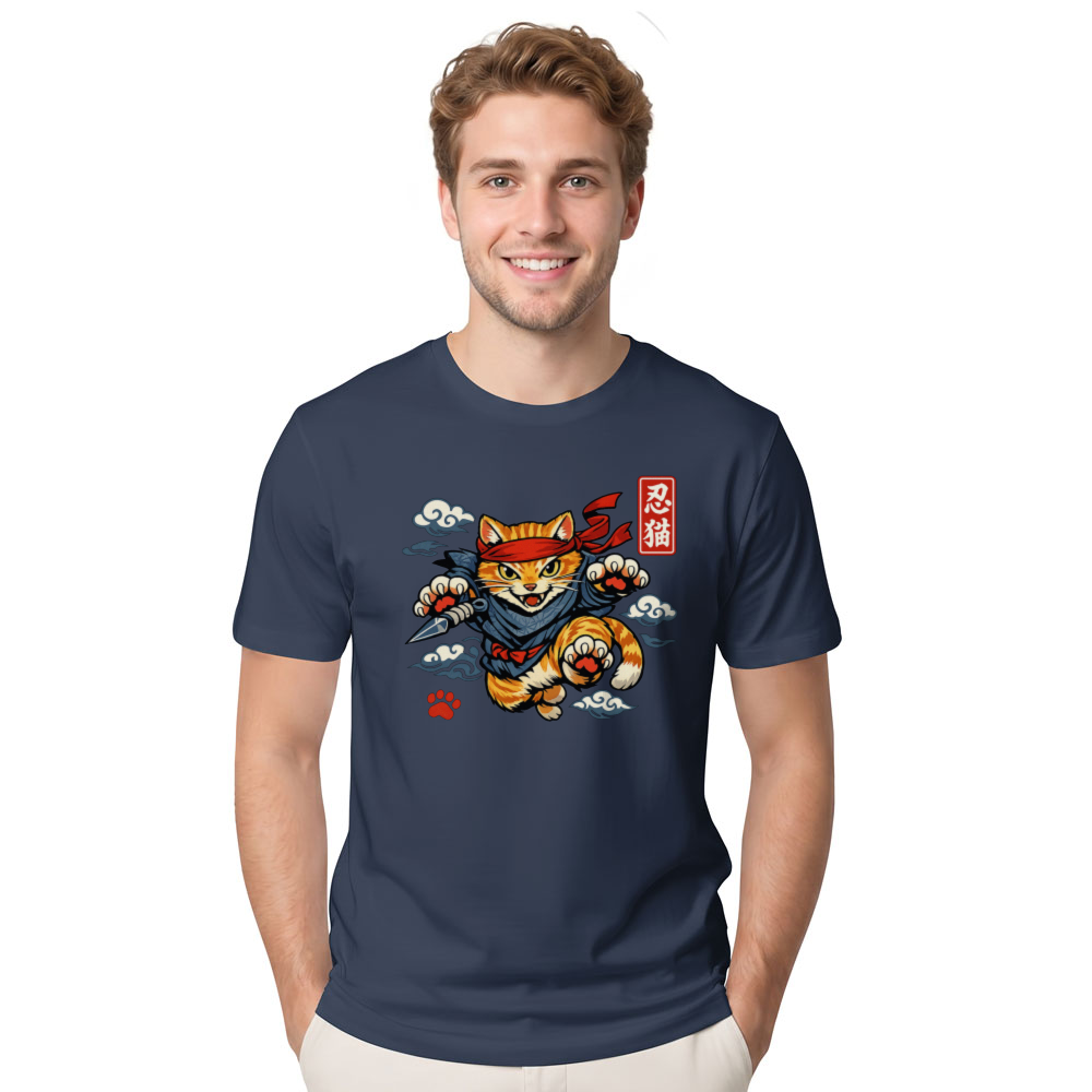 Ukiyo-e Ninja Cat T-Shirt For Anime And Cat Lovers Playful Gifts for Men Women Boy Kids T-Shirt