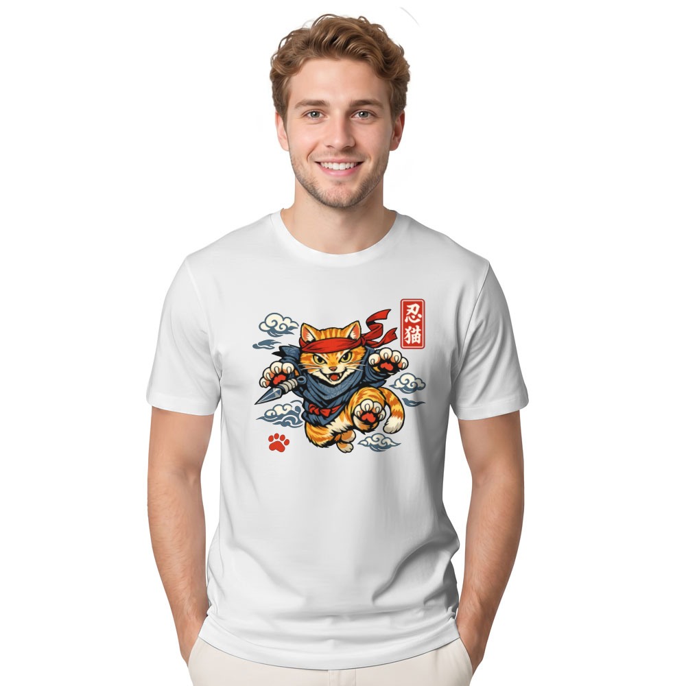 Ukiyo-e Ninja Cat T-Shirt For Anime And Cat Lovers Playful Gifts for Men Women Boy Kids T-Shirt