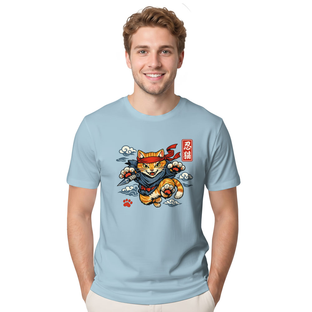 Ukiyo-e Ninja Cat T-Shirt For Anime And Cat Lovers Playful Gifts for Men Women Boy Kids T-Shirt