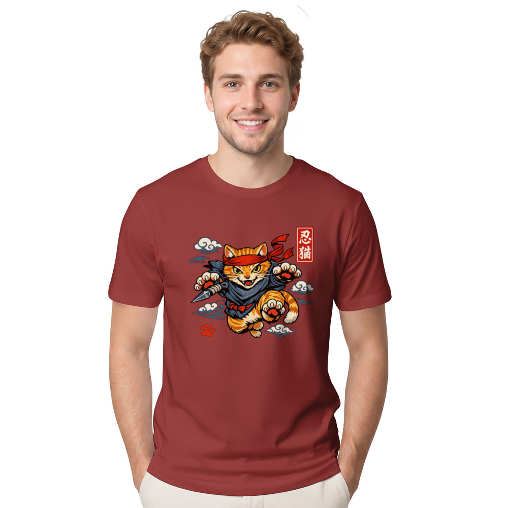Ukiyo-e Ninja Cat T-Shirt For Anime And Cat Lovers Playful Gifts for Men Women Boy Kids T-Shirt